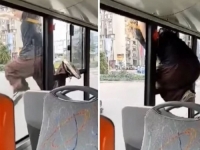 SCENE KOJE SE RIJETKO VIĐAJU: Djevojka iskočila kroz prozor autobusa, bježala od revizora (VIDEO)