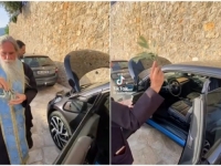 SVEŠTENIK U CRNOJ GORI U AKCIJI: 'Gospodi, pomiluj' za auto (VIDEO)