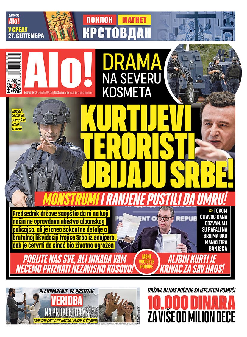 DNO DNA: Pogledajte naslovnice medija pod kontrolom Aleksandra Vučića, nakon što su srpski teroristi izazvali haos na Kosovu i ubili policajca…