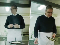 POSLIJE PRAVLJENJA SENDVIČA SVE JE MOGUĆE: Vučić u kuhinji, pravi palačinke (VIDEO)