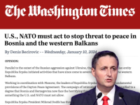 DENIS BEĆIROVIĆ ZA THE WASHINGTON TIMES: 'Ruska Federacija preko RS-a pokušava skrenuti pažnju Zapada s Ukrajine na regiju zapadnog Balkana'