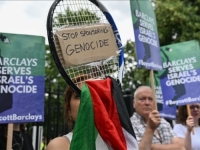 RAZVILI VELIKI TRANSPARENT 'STOP GENOCIDU': Propalestinski protest obilježio prvi dan Wimbledona