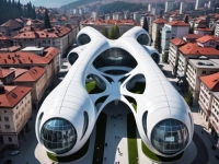 NEBODERI I LETEĆI TAKSIJI: Kako bi Sarajevo izgledalo kao futuristički grad u viziji umjetne inteligencije (FOTO)
