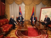 DANIMA KISELI, A NAVODNO VESELI: Dodik i Vučić se u zgradi Vlade RS-a sastali sa Viškovićem i Vučevićem