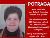 NA PODRUČJU SELA DOLJANI NESTALA NADA KOVAČEVIĆ: Iz GSS Jablanica apeluju na sve građane koji imaju...