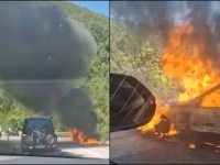 UŽAS NA ROSTOVU: Požar progutao 'mercedes' (VIDEO)