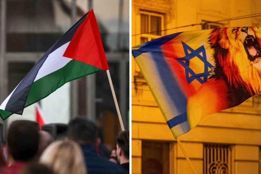 U ZAGREBU PROTESTI ZA PALESTINU: Netko razvio zastavu Izreala