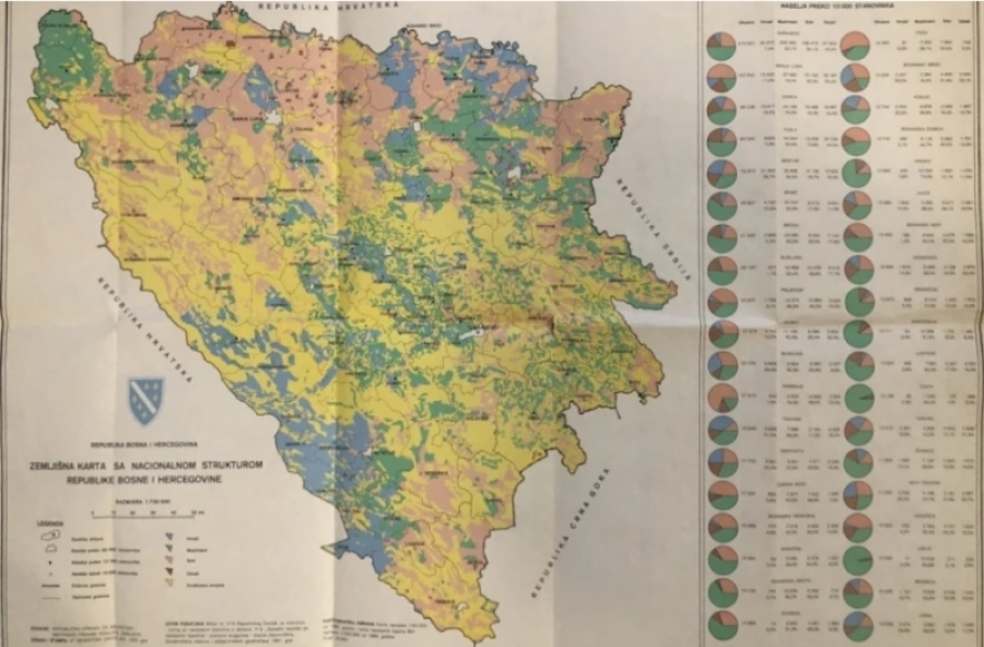 Tablice Rbih ZEMLJIŠNA KARTA RBiH IZ 1992: Milošević u Dejtonu tražio da pripadne ...