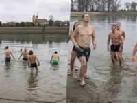 ZA NJIH NEMA ZIME: Dan poslije Božića uskočili u ledenu Dravu i zaigrali picigin