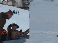 ZIMSKA ČAROLIJA U BiH: Sankanje u kadi izazvalo brojne reakcije i smijeh (VIDEO)