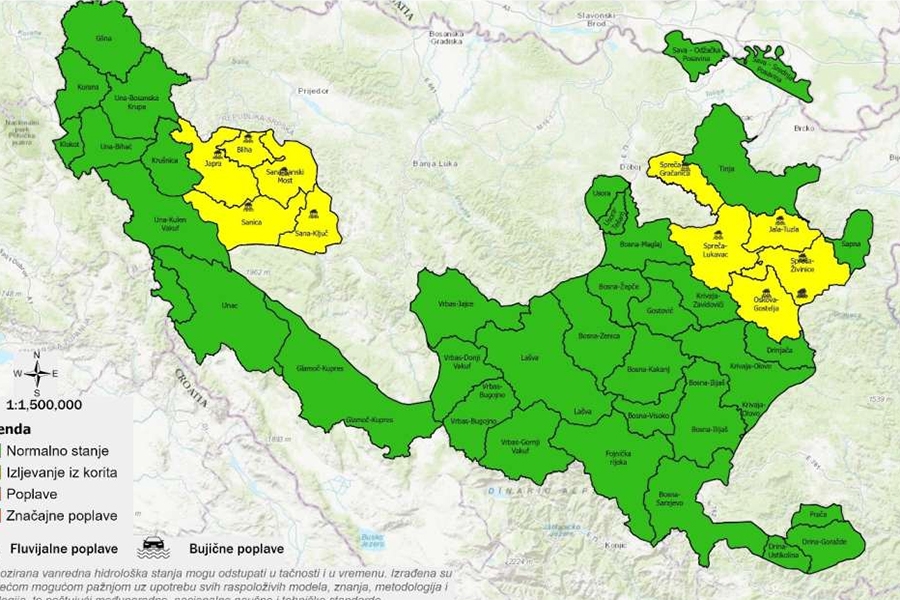 ALARMANTNO NA SJEVERU I SJEVEROZAPADU BiH: Očekuje se porast vodostaja na dijelu vodnog područja...