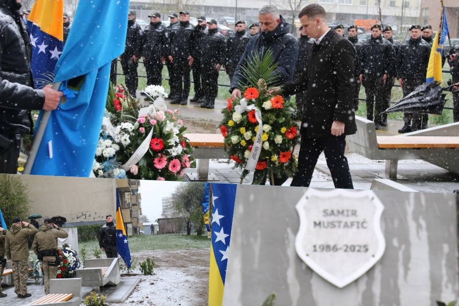 OSJEĆAJ TUGE I PONOSA NA NJEGOVU HRABROST: U Tuzli otkriveno spomen-obilježje tragično stradalom policajcu Samiru Mustafiću