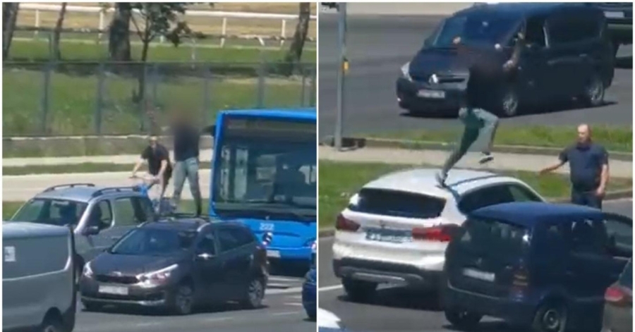 NEVJEROVATNE SCENE U ZAGREBU: Muškarac na raskrsnici skakao po automobilima