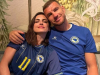 FOTOGRAFIJA KOJA JE PRIVUKLA PAŽNJU: Amra i Edin Džeko pozirali zagrljeni u bojama bh. reprezentacije u SAD-u