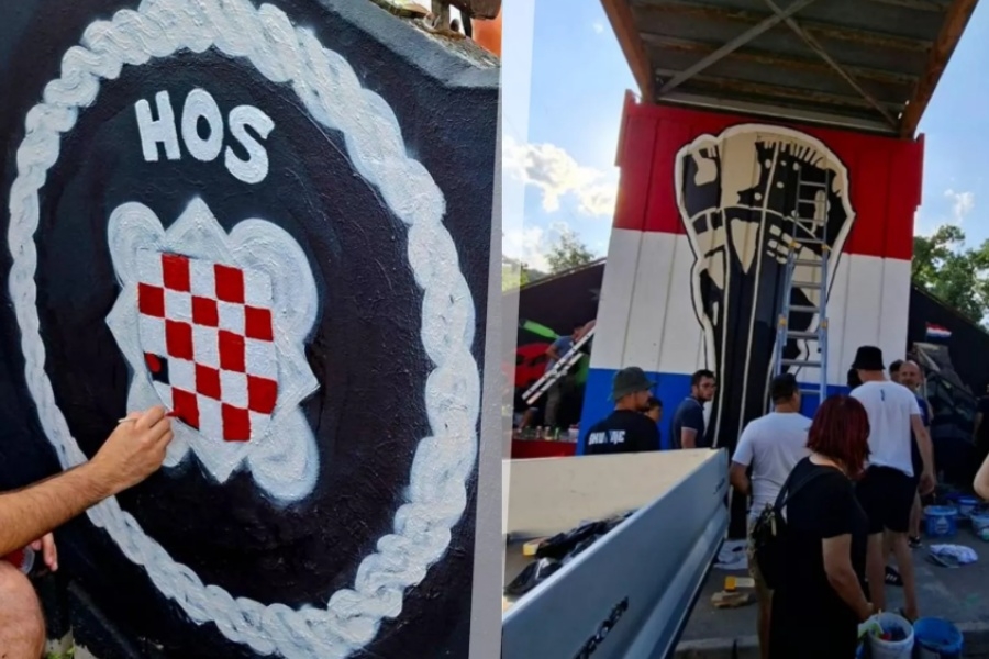 MURAL KOJI JE PODIGAO PRAŠINU PONOVO JE NA ZIDU: Armada i branitelji obnovili uklonjeni grb HOS-a