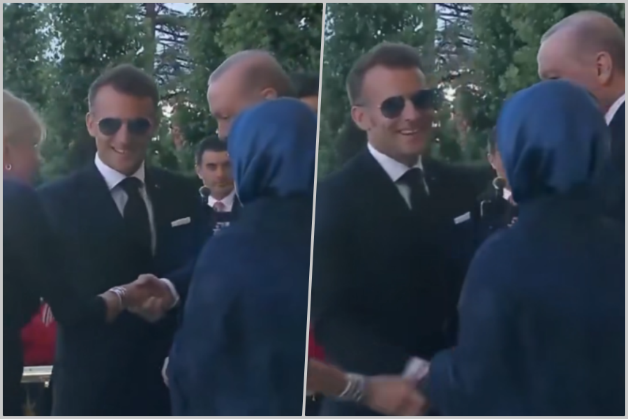 NEUGODNA SITUACIJA: Macron pokušao poljubiti ruku Erdoganove supruge, pogledajte njenu reakciju (VIDEO)