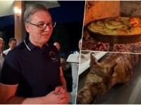 NAKON ŠUPLJE DEMAGOGIJE JE OGLADNIO: Vučić svratio do Mrkonjić Grada na teletinu i pitu ispod sača